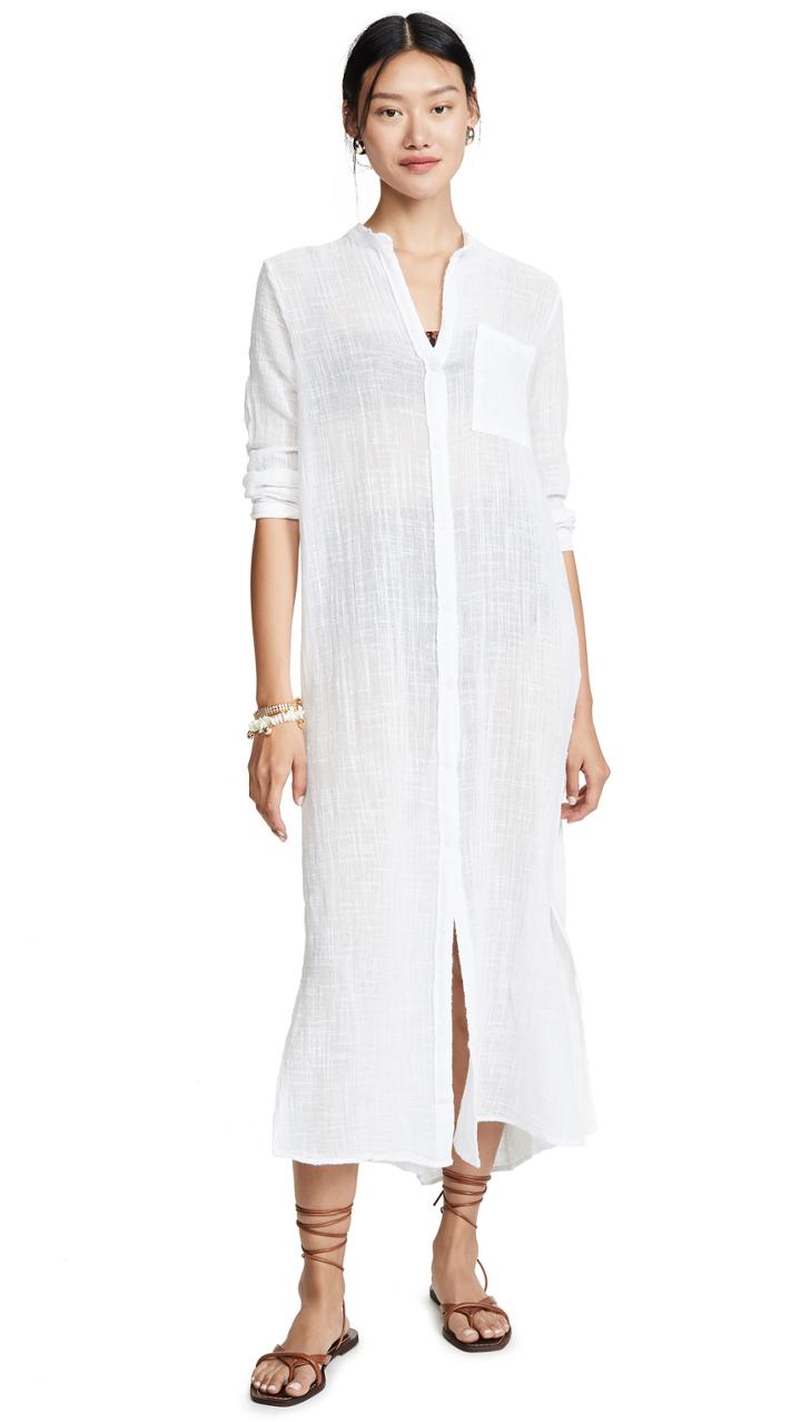Enza Costa Bracelet Sleeve Maxi Shirtdress
