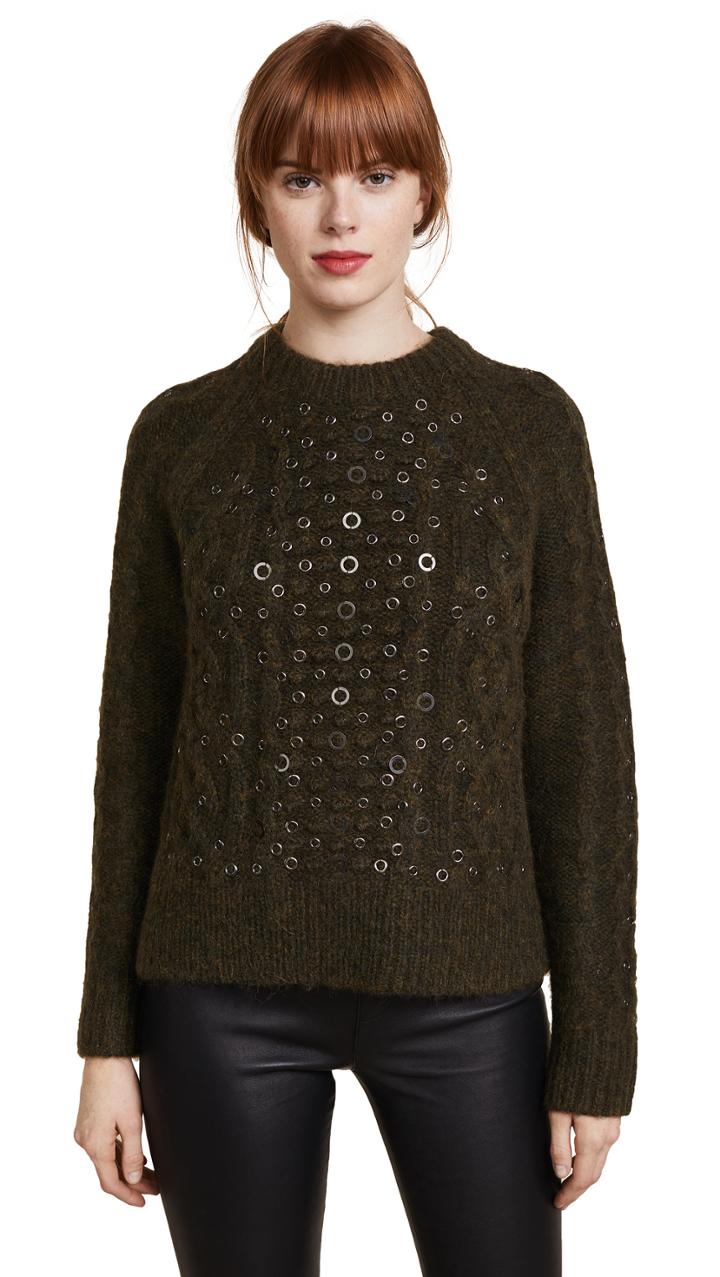 Rag Bone Jemima Crew Neck Embroidered Sweater