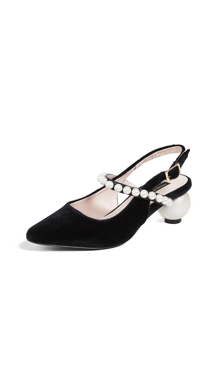 Mother Of Pearl Pearl Strap And Pearl Heel Slingbacks