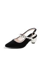 Mother Of Pearl Pearl Strap And Pearl Heel Slingbacks