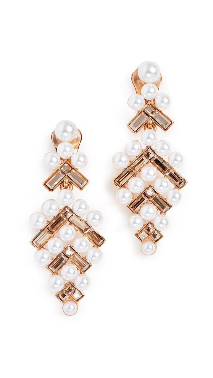 Oscar De La Renta Baguette Imitation Pearl Earrings