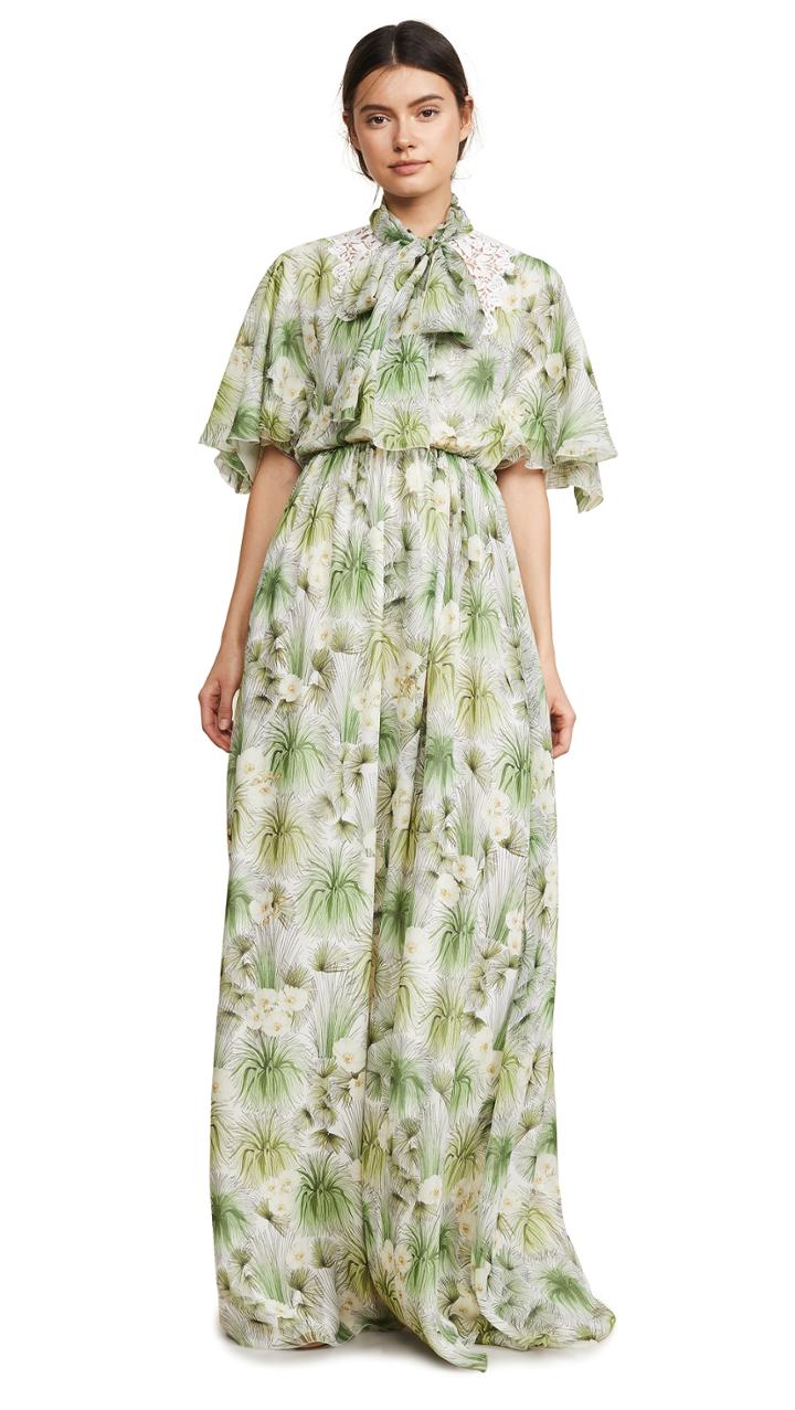 Giambattista Valli Collared Maxi Floral Dress