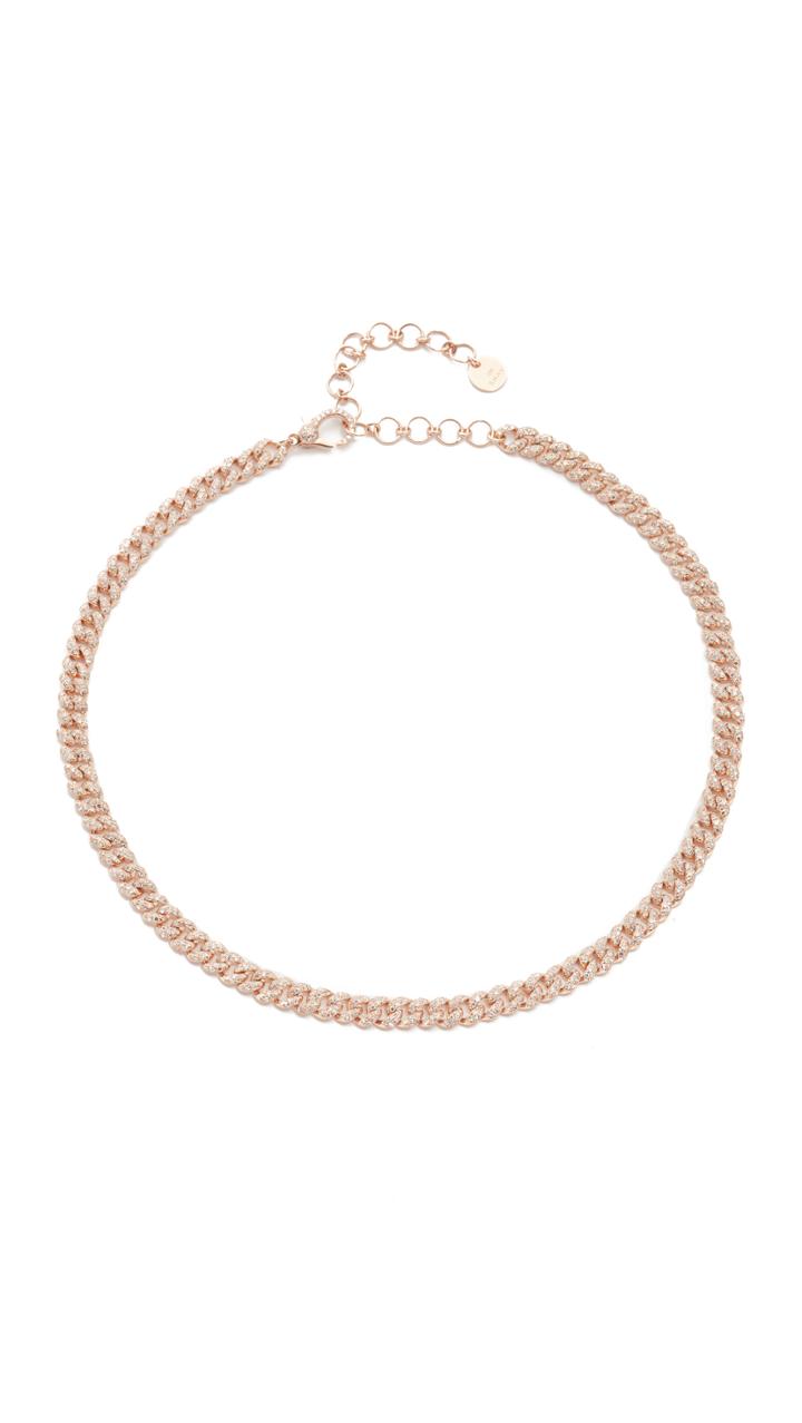 Shay 18k Rose Gold Mini Pave Link Choker Necklace