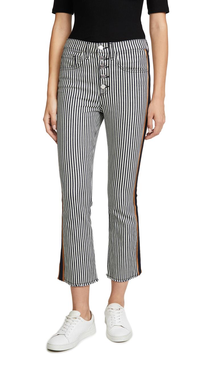 Veronica Beard Jean Carolyn Baby Bootcut With Tux Stripes