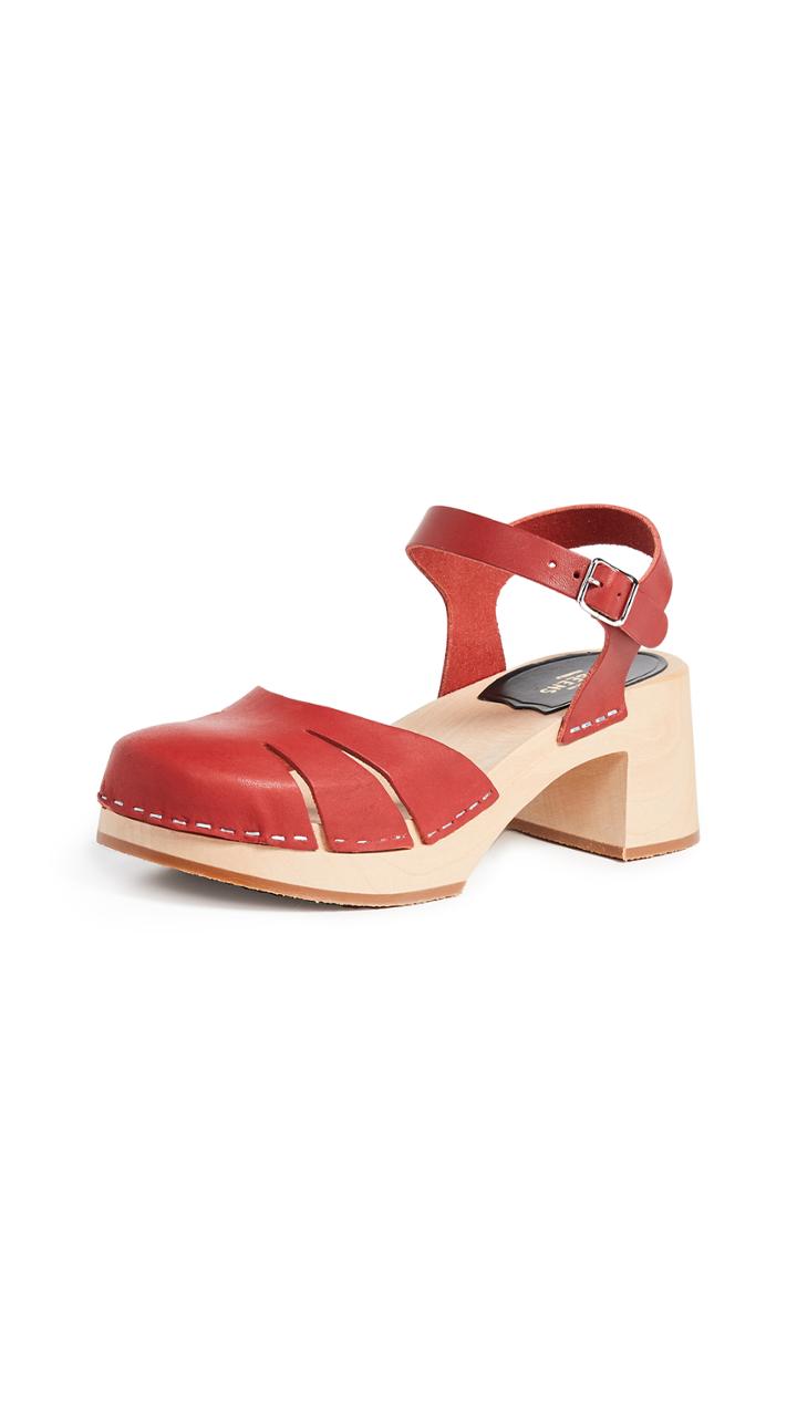 Swedish Hasbeens Baskemslla Ankle Strap Clogs