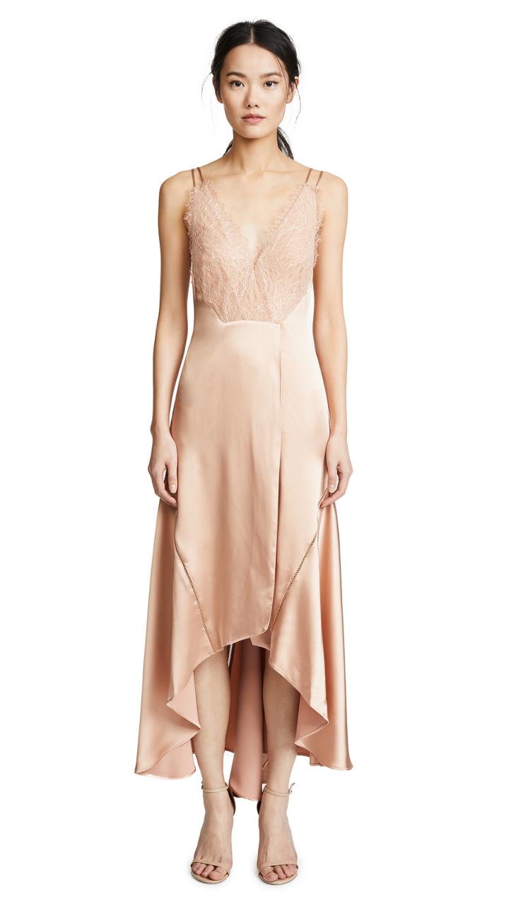 Jonathan Simkhai Mixed Trim Silk Handkerchief Dress