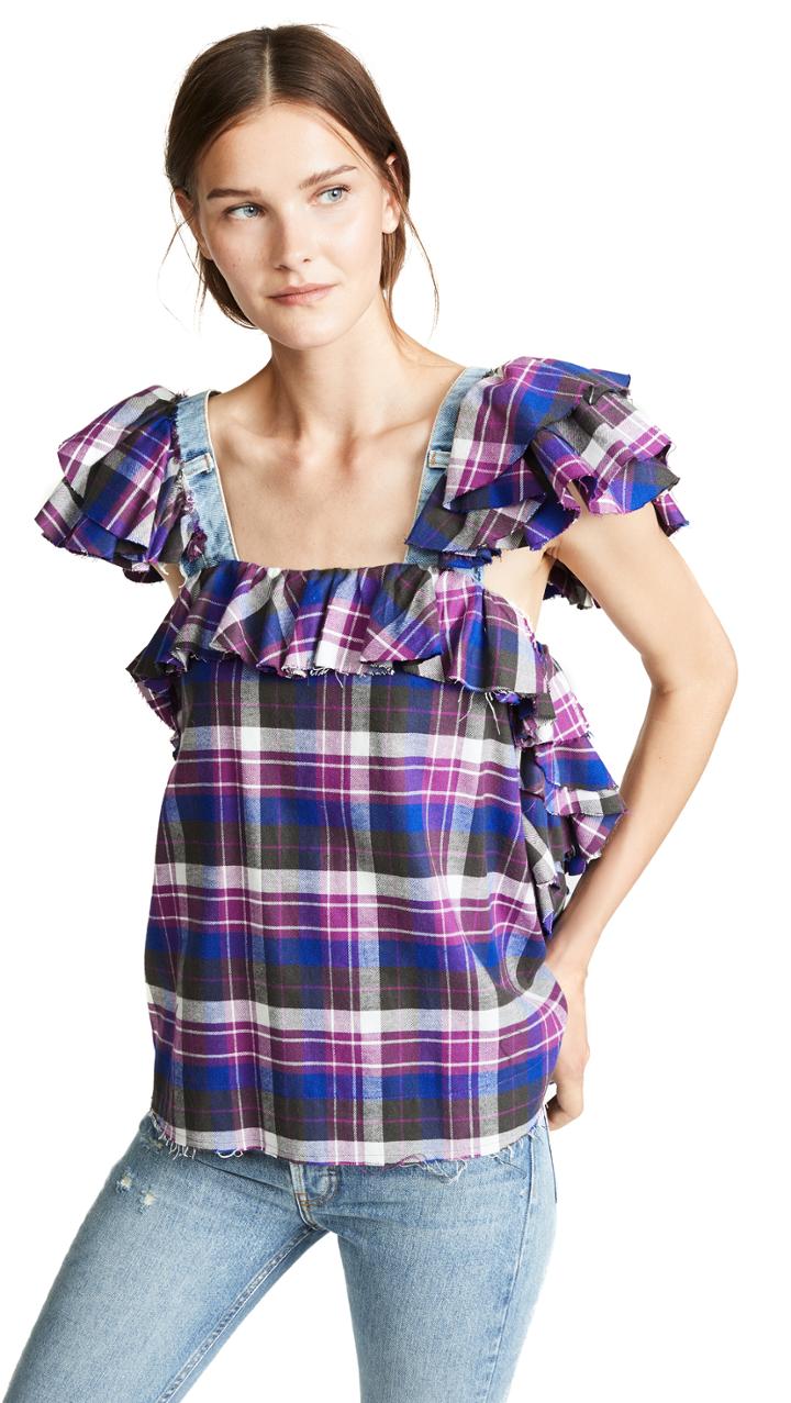 Natasha Zinko Plaid Frilled Top