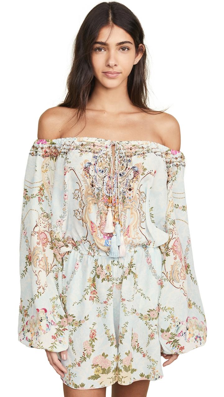 Camilla Silk Blouson Sleeve Romper