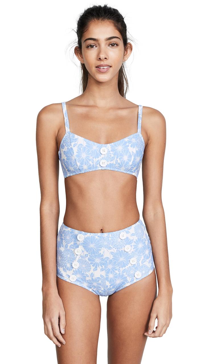 Lisa Marie Fernandez Genevieve Button High Waist Bikini Set