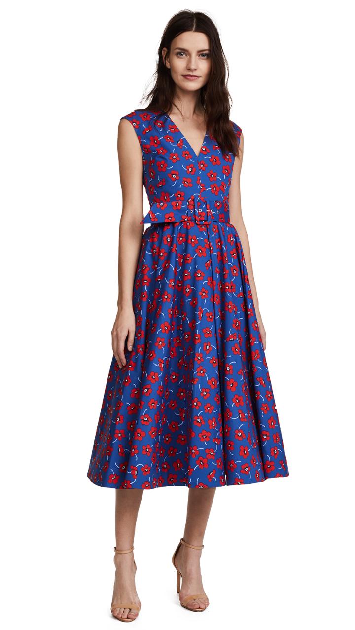 Alice Olivia Dot Drop Shoulder Midi Dress