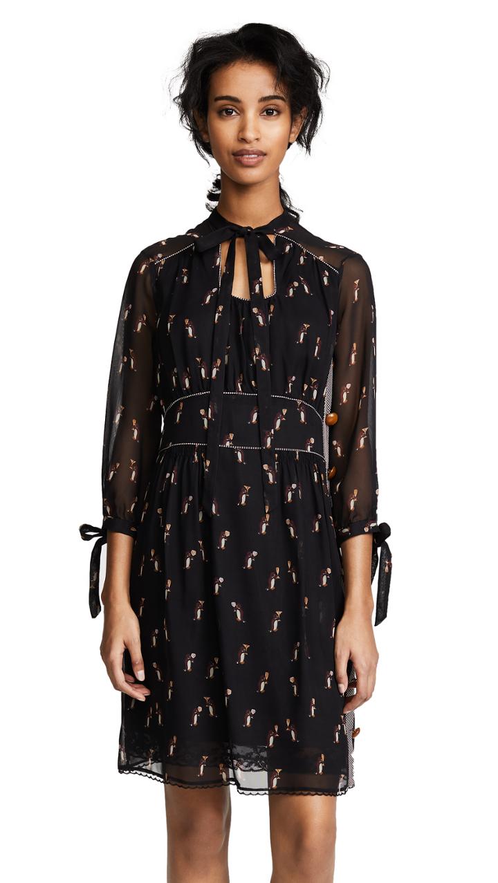 Coach 1941 Penguin Tie Neck Dress