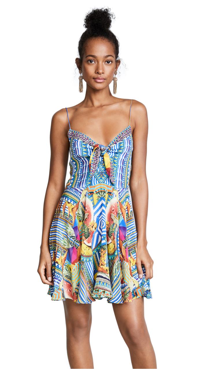 Camilla Book A Shade Tie Front Mini Dress