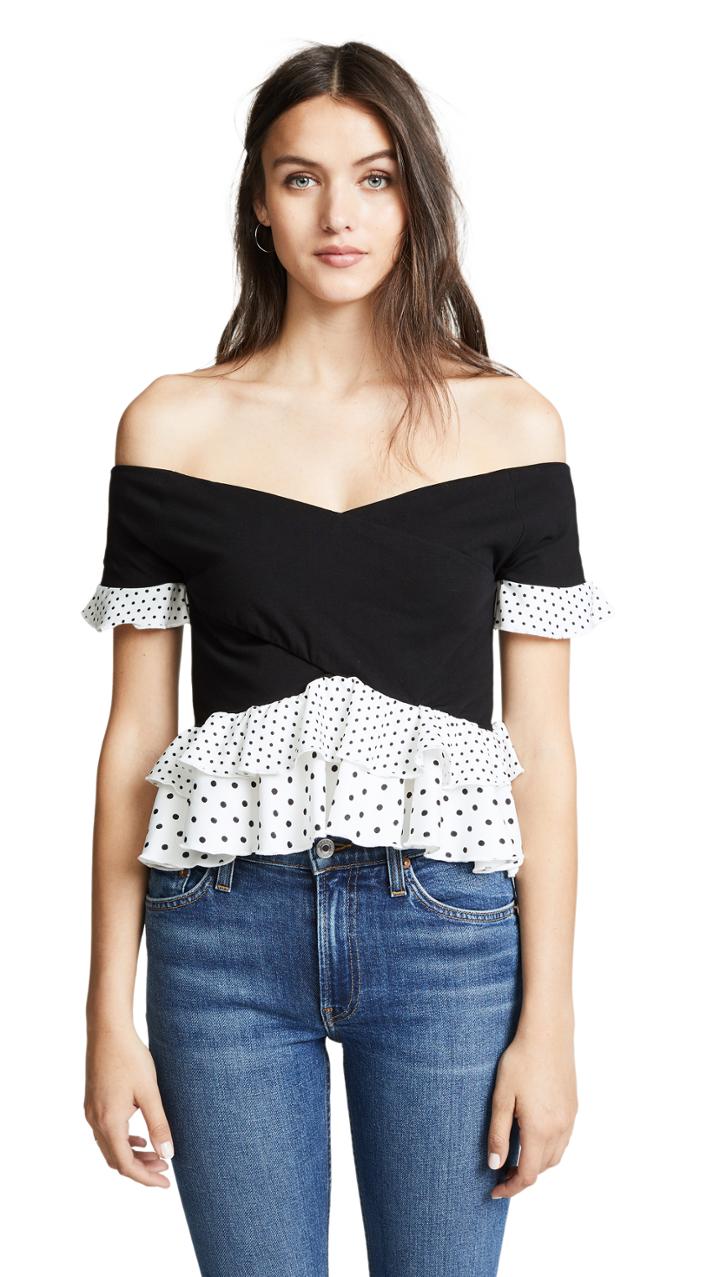 Minkpink Polka Dot Frill Top