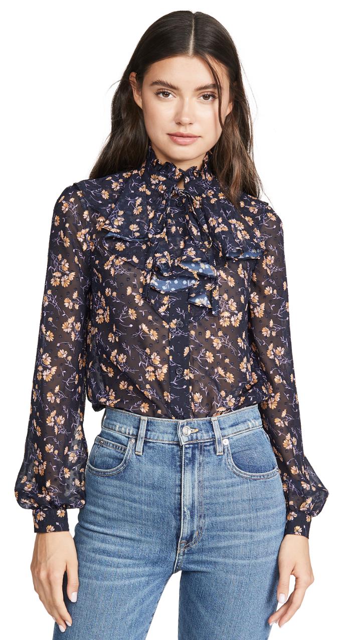 Jill Jill Stuart Ruffle High Neck Blouse