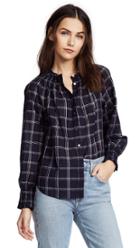 La Vie Rebecca Taylor Long Sleeve Windowpane Top