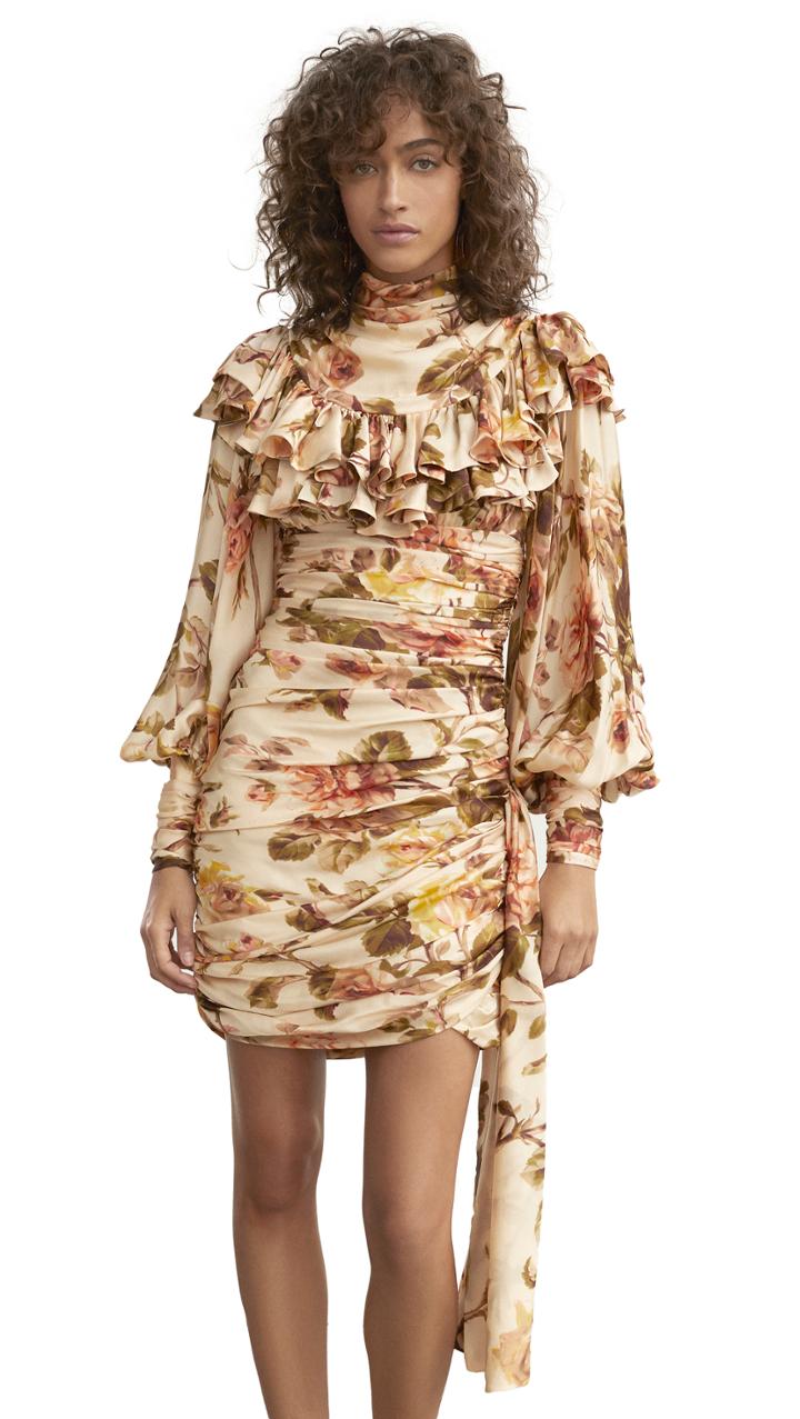 Zimmermann Resistance Ruffle Shoulder Mini Dress