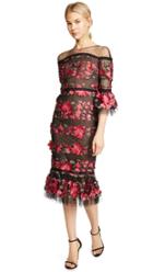 Marchesa Notte Flutter Sleeve Cocktail Dress