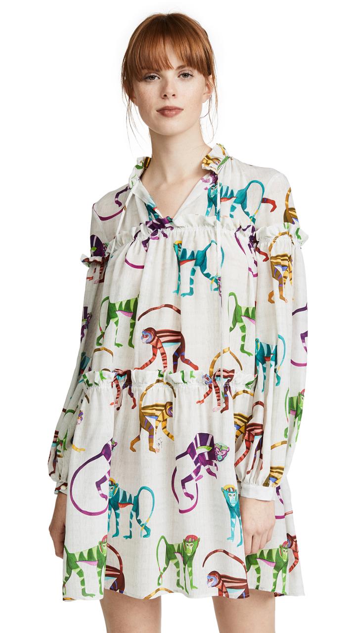 Stella Jean Tie Neck Flowy Dress