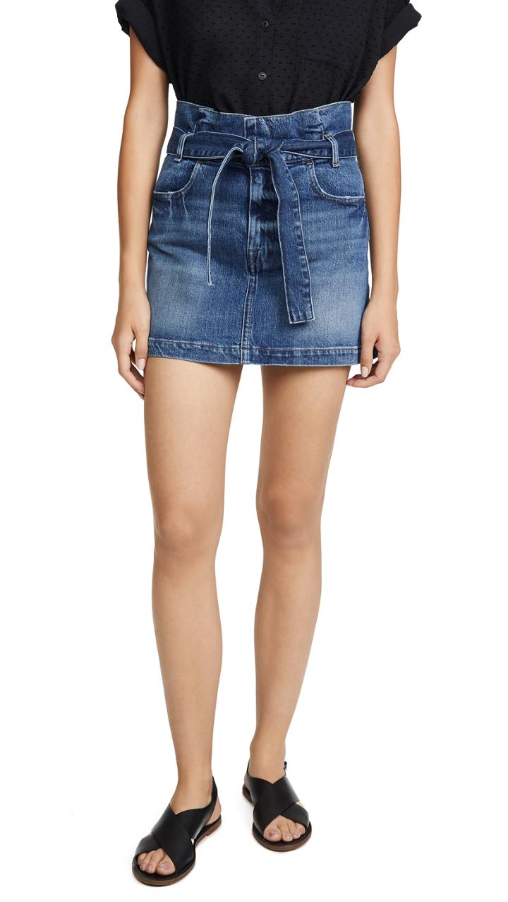 Frame Belted Pleated Miniskirt