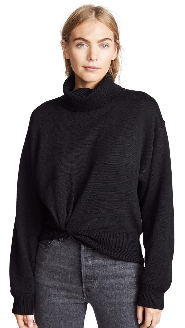 T By Alexander Wang Double Layered Long Sleeve Turtleneck With Twist Detail