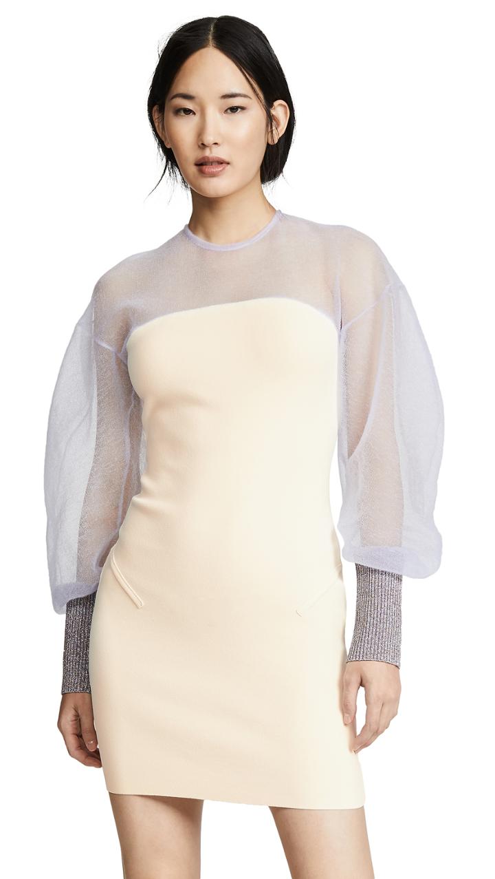 Esteban Cortazar Maxi Sleeve Open Back Dress