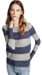 Autumn Cashmere Distressed Rugby Stripe Shaker Sweater