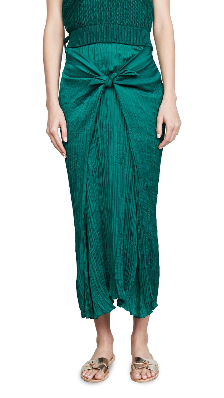 Vince Pleated Tie Front Skirt