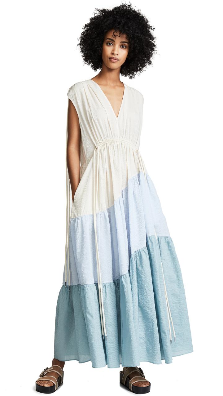 Lee Mathews Lilian V Neck Tiered Dress