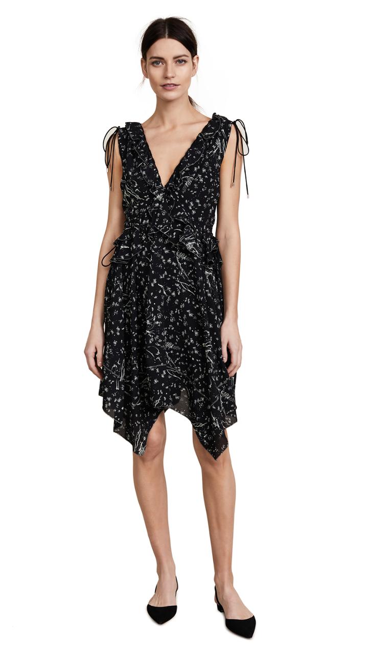 Derek Lam 10 Crosby Sleeveless V Neck Ruffle Dress