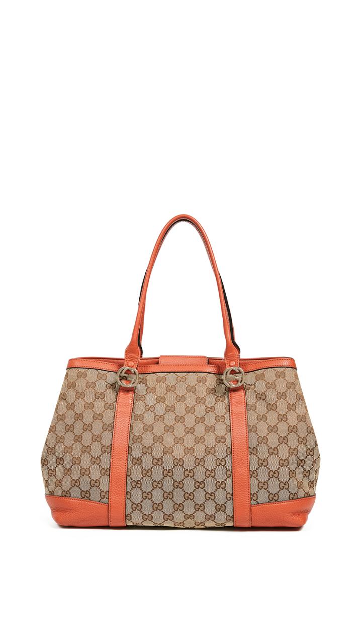 What Goes Around Comes Around Gucci Orange Canvas Gg Tote Bag