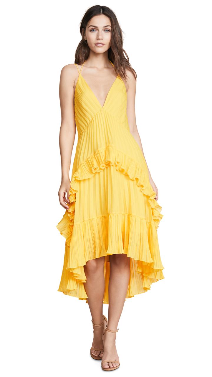 Halston Heritage Halter Pleated Dress