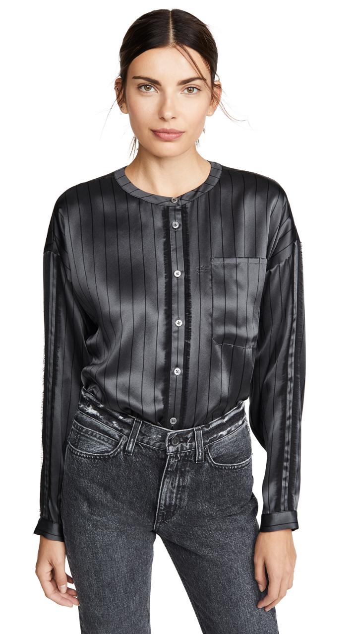 Atm Anthony Thomas Melillo Silk Striped Shirt