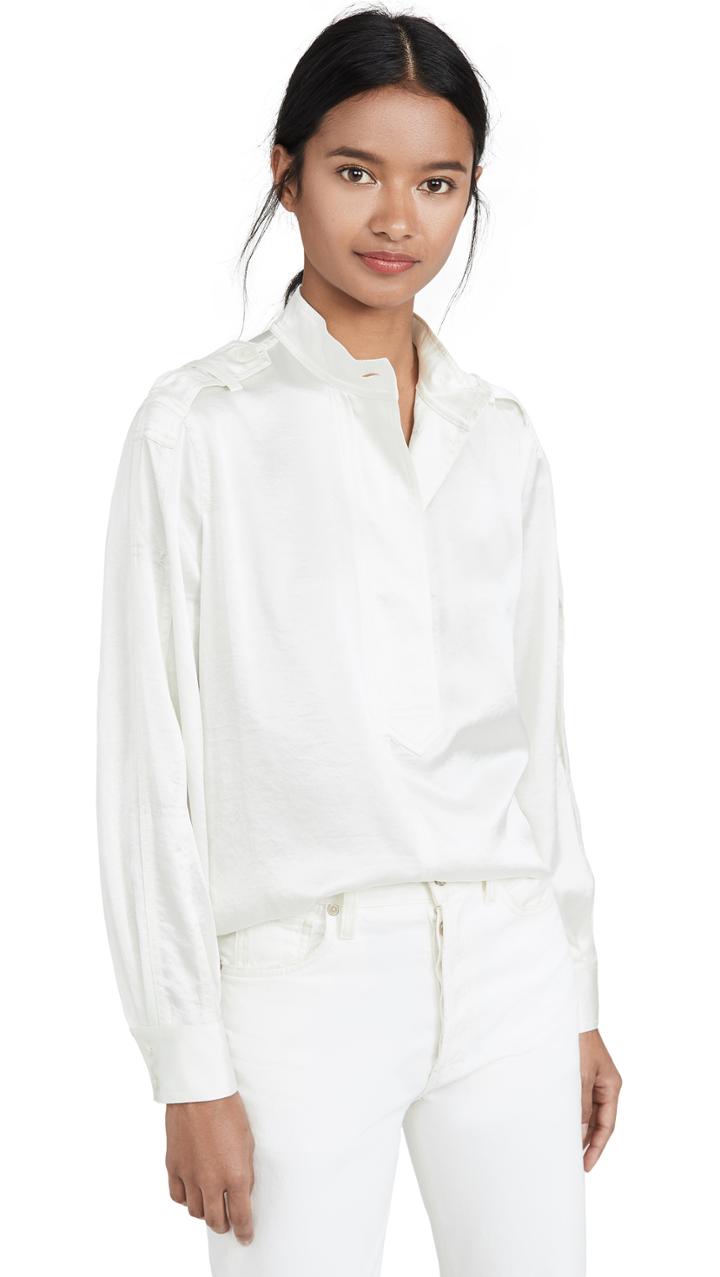 Derek Lam 10 Crosby Long Sleeve Half Placket Shirt