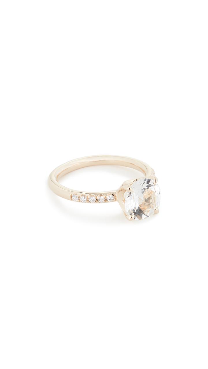 Jane Taylor 14k Solitaire Pavé Band Ring