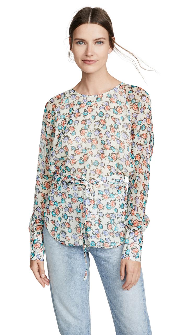 Jason Wu Grey Printed Tie Waist Blouse