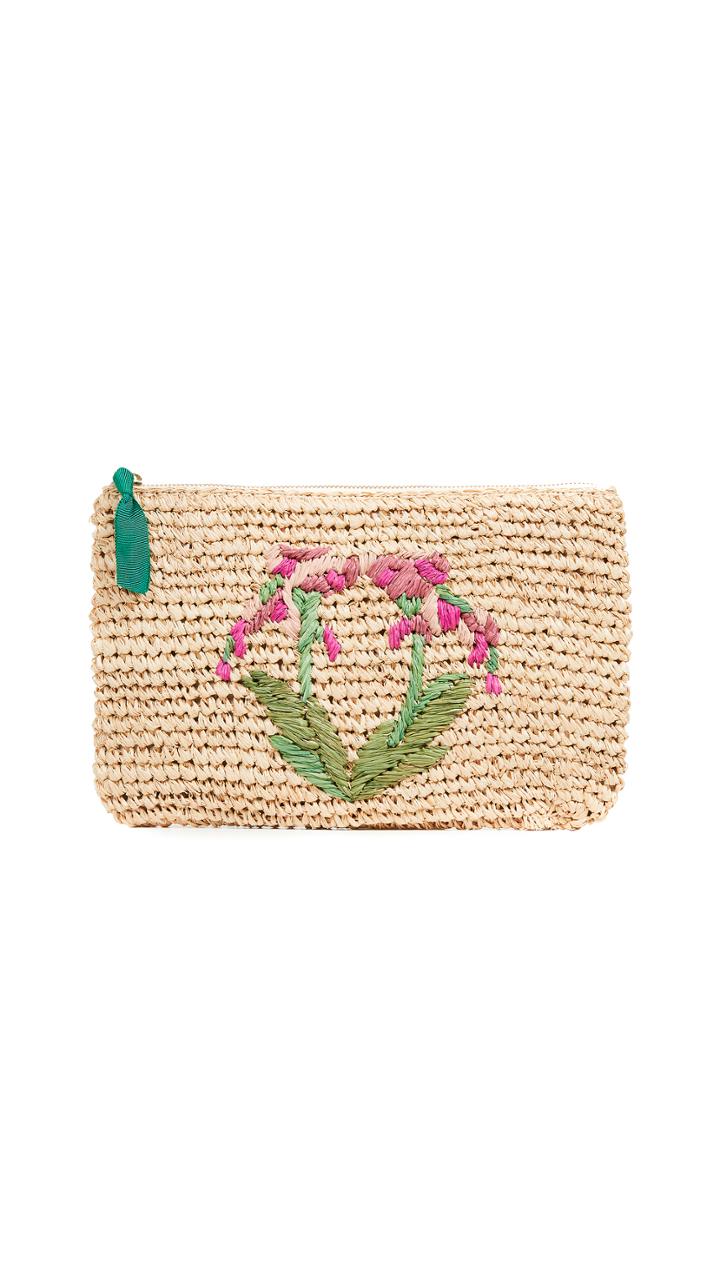 Pamela Munson Raffia Orchid Pouch