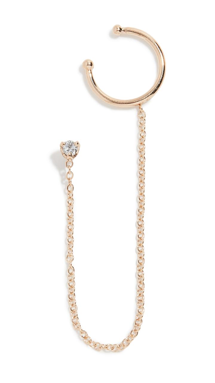 Zoe Chicco 14k Gold Diamond Stud With Wire Ear Cuff