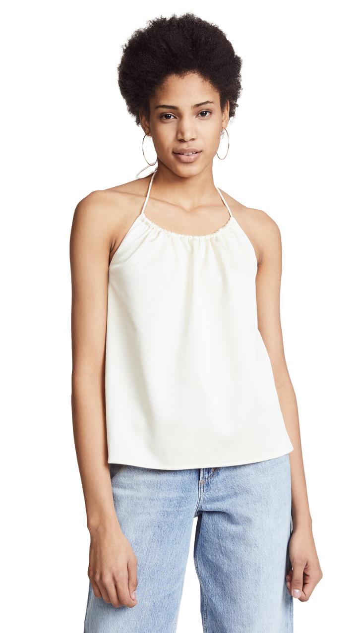 Tibi Shirred Halter Tank
