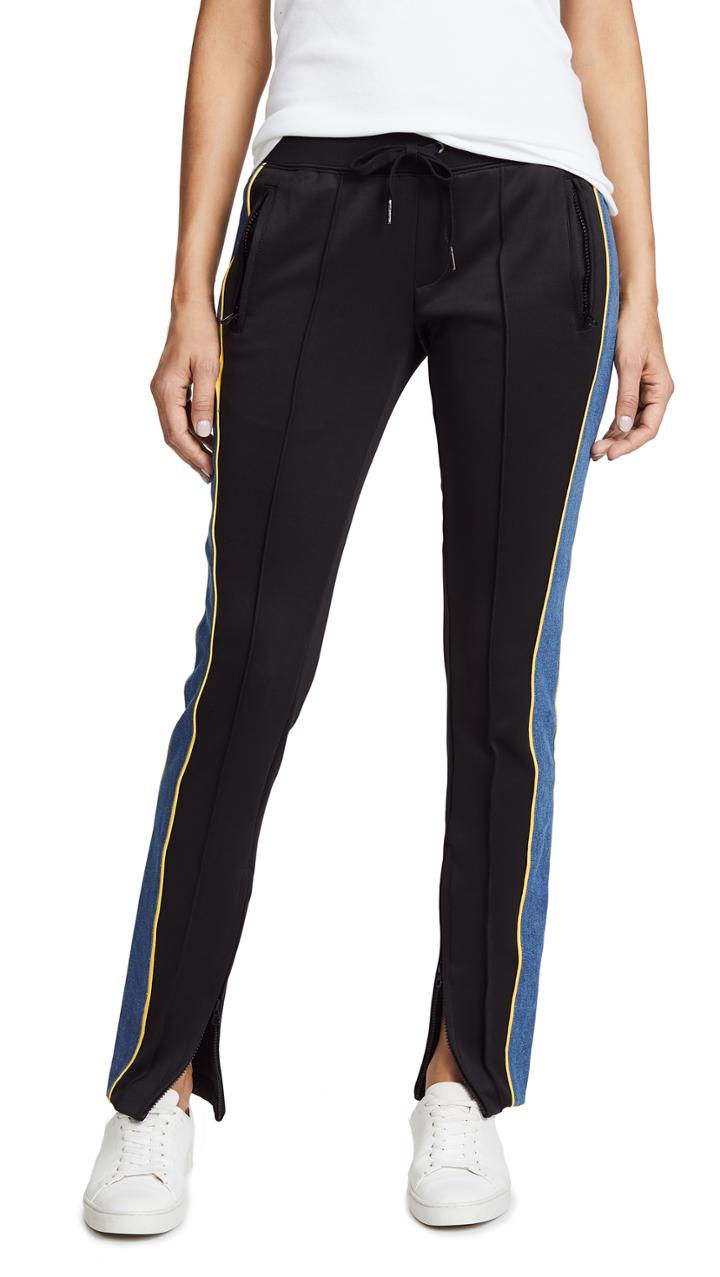 Pam Gela Cigarette Track Pants With Denim Stripe