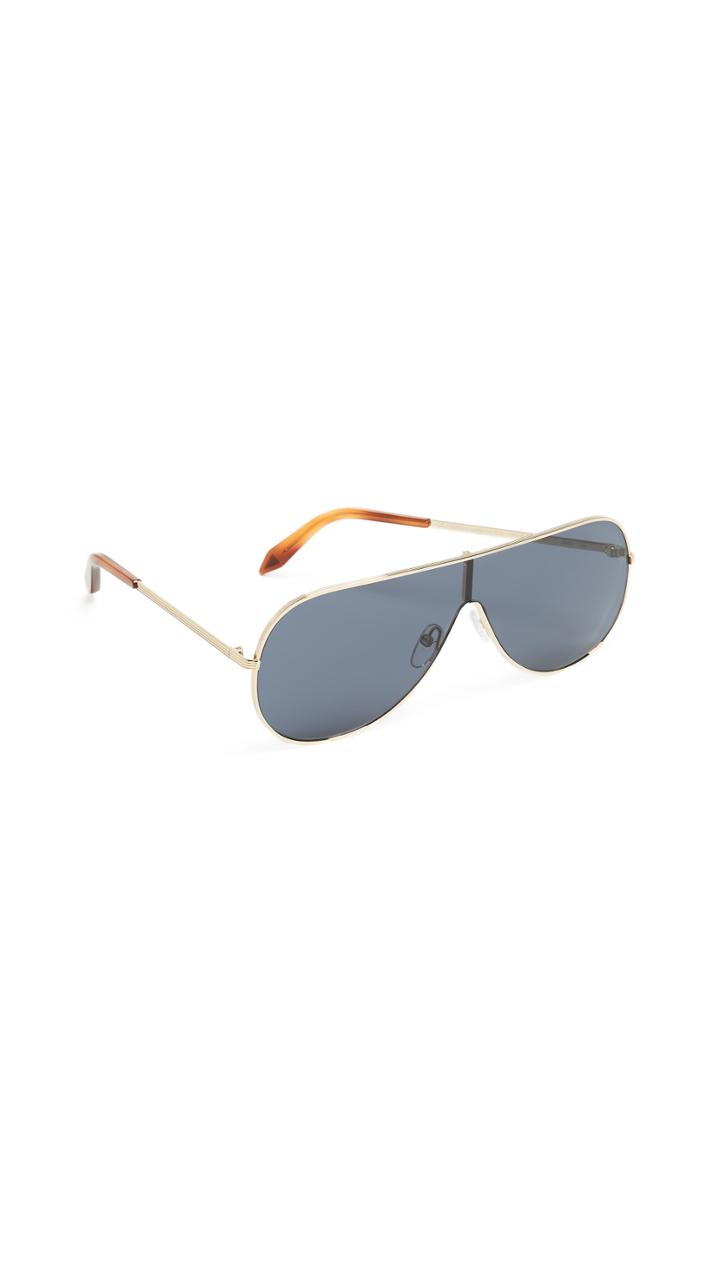 Victoria Beckham Grooved Metal Visor Sunglasses