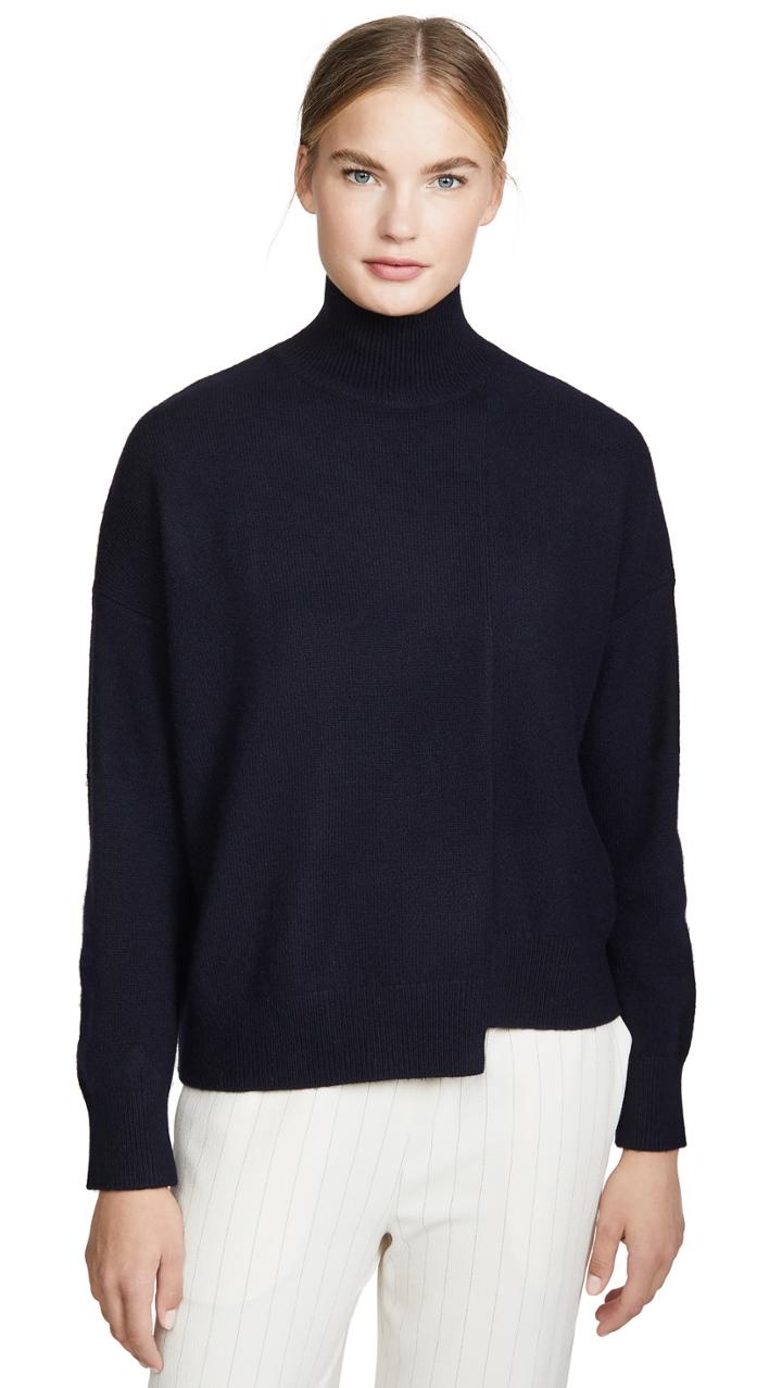 Vince Stepped Hem Wool Turtleneck