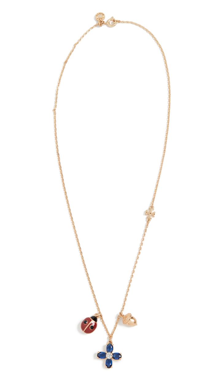 Tory Burch Buddy Clover Charm Necklace