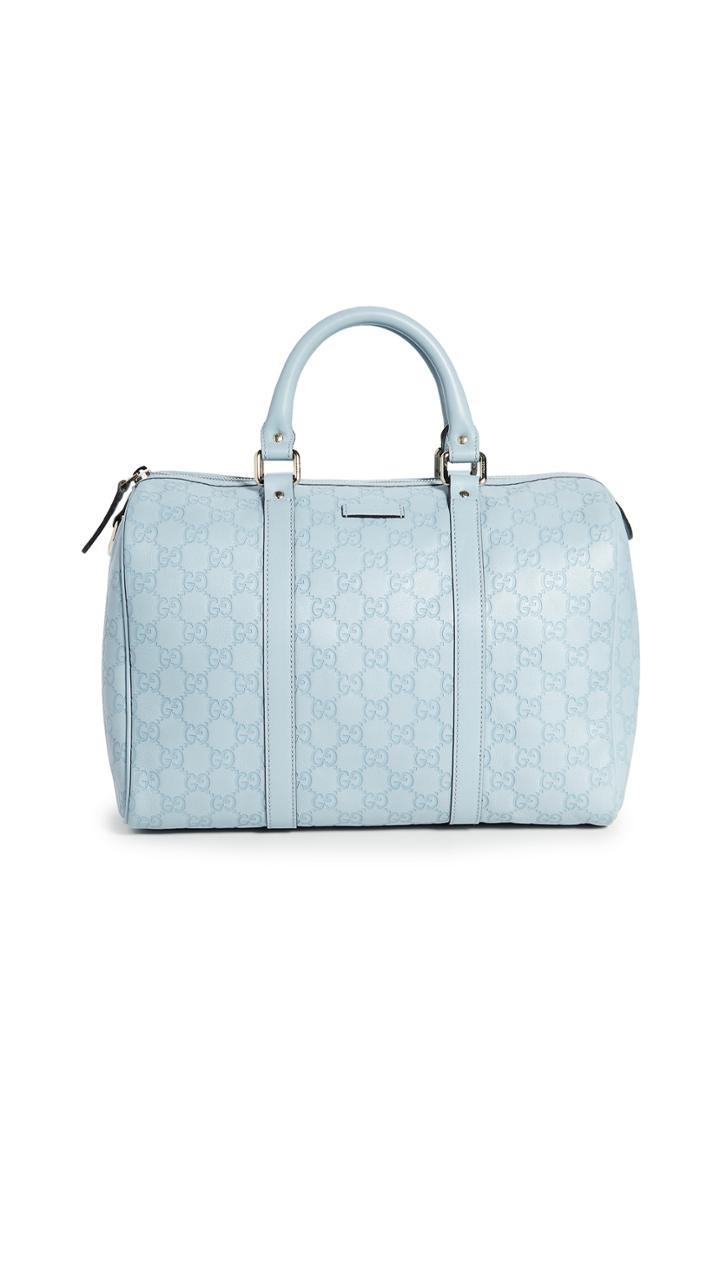 What Goes Around Comes Around Gucci Blue Guccissima Boston Bag