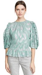 Rebecca Taylor Short Sleeve Lurex Jacquard Top