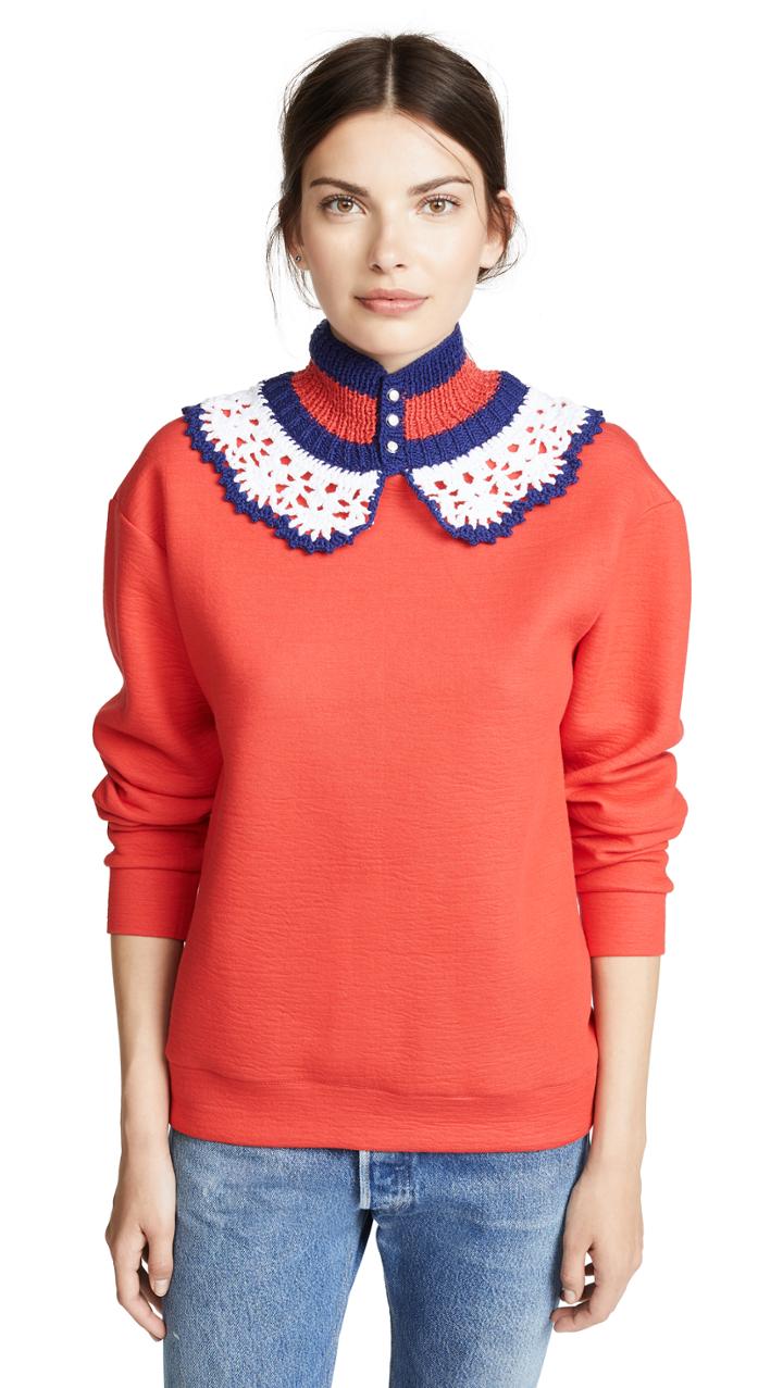 Michaela Buerger Crochet Neck Sweater
