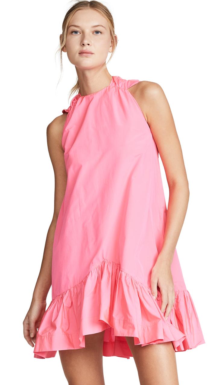 Msgm Drop Waist Bow Back Dress