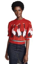 Stella Jean Short Sleeve Swan Sweater