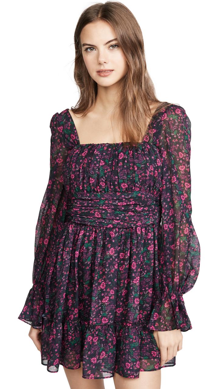 Divine Heritage Long Sleeve Square Neck Mini Dress
