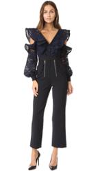 Self Portrait Camo Lace Frill Jumpsuit