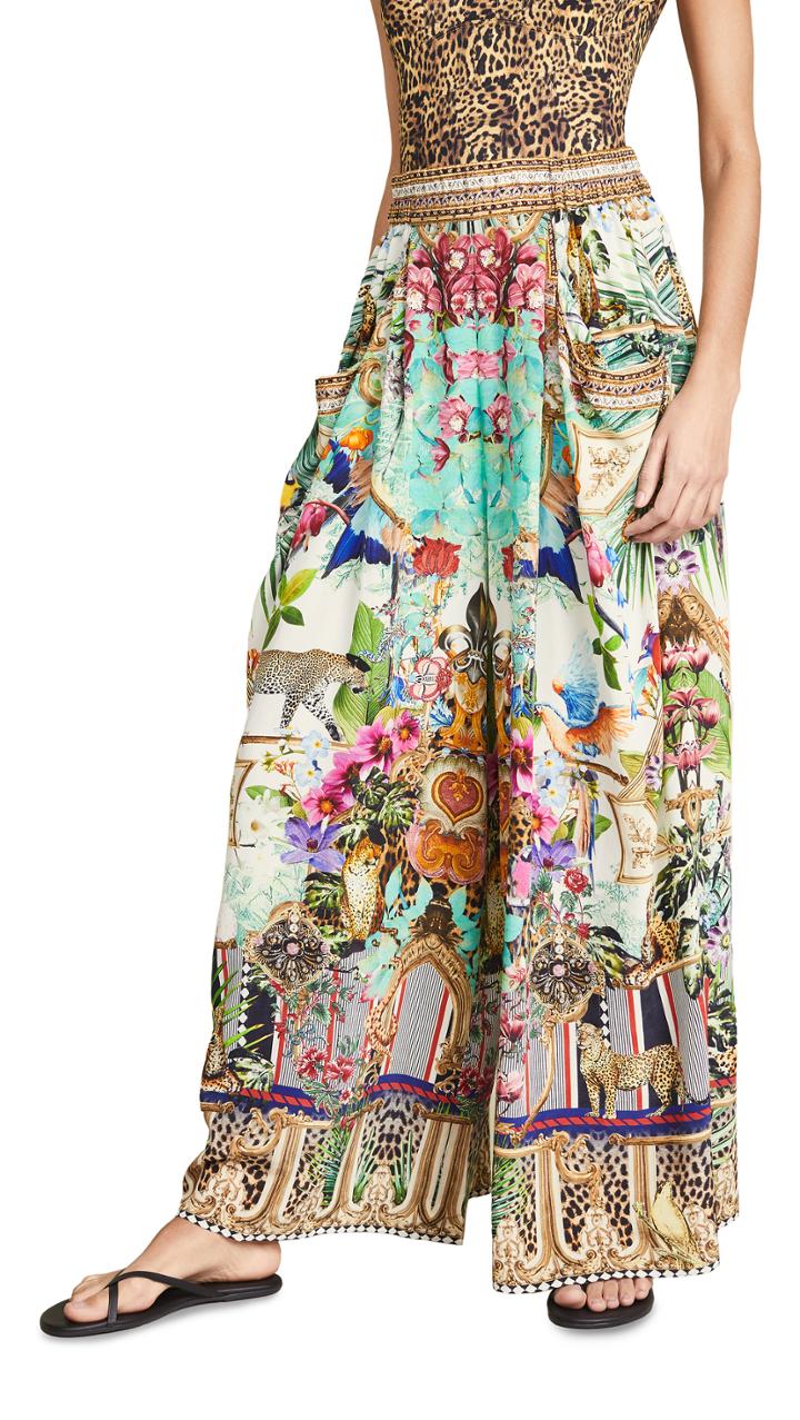 Camilla Wide Leg Pant With Gathered Pockets